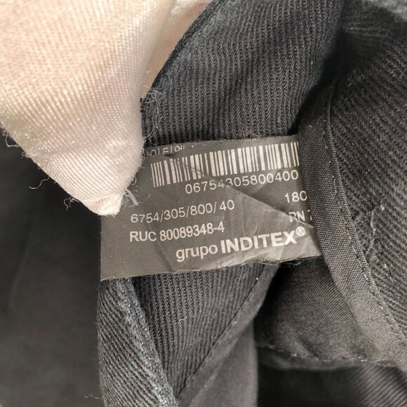 Zara Wide Leg Crop Capri Pants Womens 31 Black High Waisted Chino Cotton - Picture 10 of 11